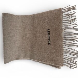Versace Taupe Wool Scarf with Fringe